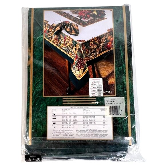 Holiday Tobin Harvest Oblong Tablecloth 52" X 70" Golden Harvest Green Autumn - Picture 3 of 6
